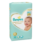Pampers Diapers Premium Care Medium | Size 3 | 58 Pcs